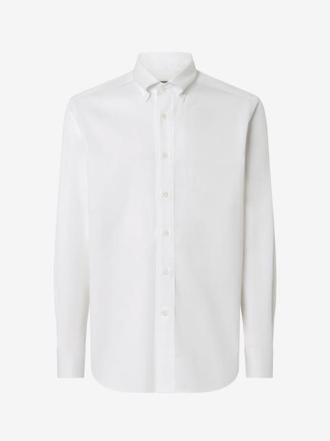 CORNELIANI White cotton shirt with honeycomb micro-pattern