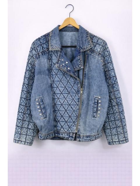 Other Designers Japanese Brand - Vintage Hearty Heart Studded Quilted Denim Jacket Acid Wash