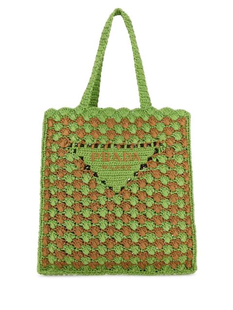 Prada Prada Women Two-Tone Raffia Shopping Bag