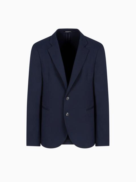EMPORIO ARMANI SINGLE-BREASTED JACKET IN TECHNICAL STRETCH GABARDINE