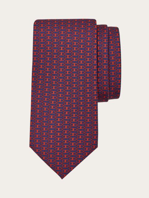 FERRAGAMO Gancini print silk tie