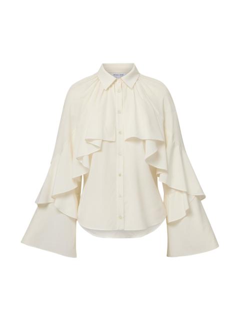 VERONICA BEARD DEMARIS RUFFLED BUTTON-DOWN BLOUSE