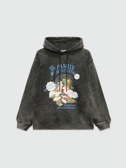 MSGM Black jersey hoodie with "Family Business" print