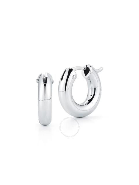 Roberto Coin - Roberto Coin 18k White Gold Designer Gold Small Round Hoop Earrings - 210004AWER00