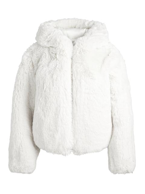 Alice + Olivia ROWE CROPPED FAUX FUR BOMBER JACKET WITH HOOD