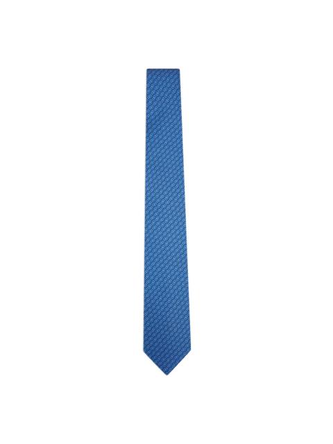 FERRAGAMO Blue Woven print silk tie
