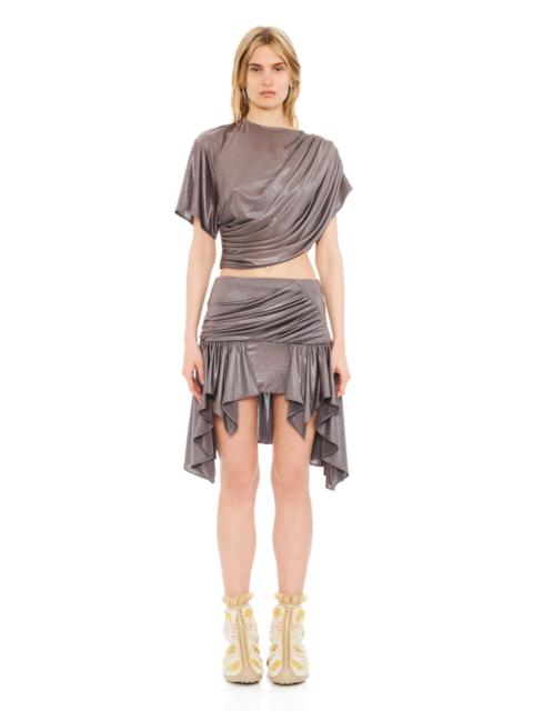 Collina Strada SILVER LAME CELOSIA MINI SKIRT