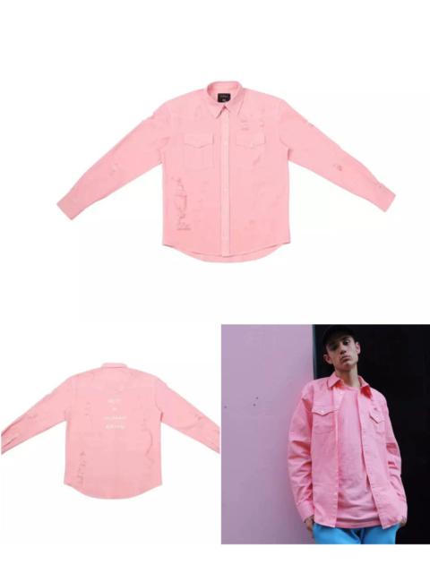 C2H4 LA 15SS "MARSHMALLOW" Pink Distressed Shirt size M