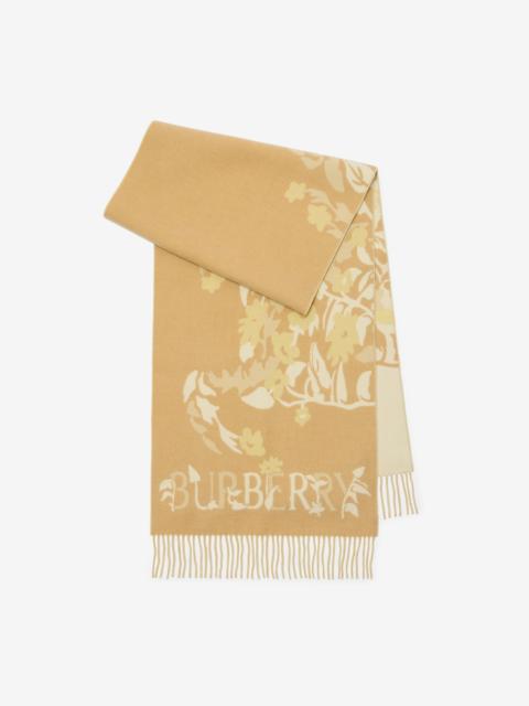 Burberry Wide Floral EKD Cashmere Scarf