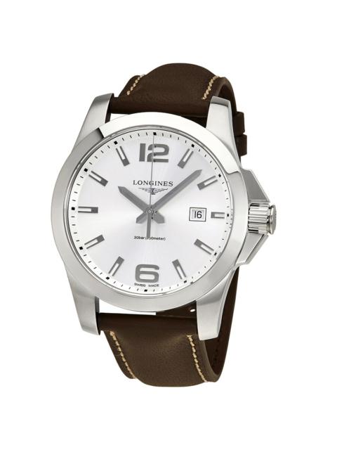 Longines Longines Conquest Silver Dial Brown Leather Men's 43mm Watch L37604765