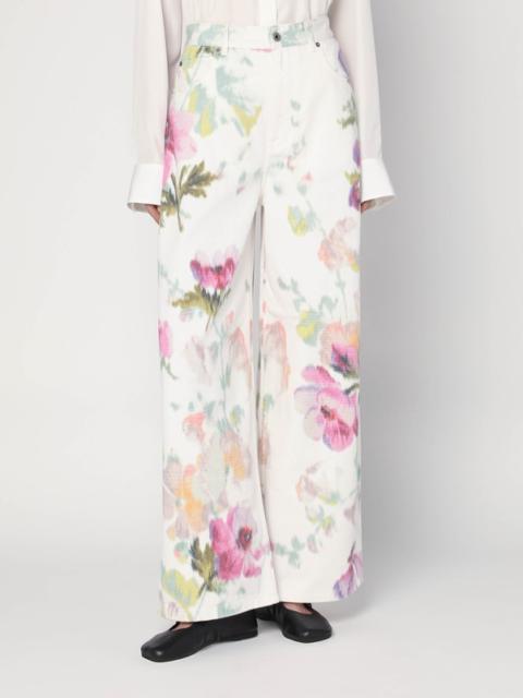 デニム・ジーパン LOEWE WHITE JEANS WITH FLORAL DIGITAL PRINT Jeans in denim White - LOEWE
