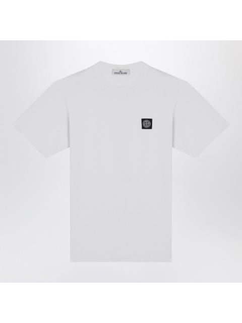 Stone Island White Cotton T-Shirt With Logo Patch Men