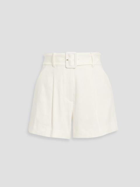 VERONICA BEARD Piper belted linen-blend twill shorts