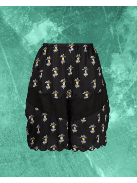 UNDERCOVER Undercover graphic print scalloped shorts