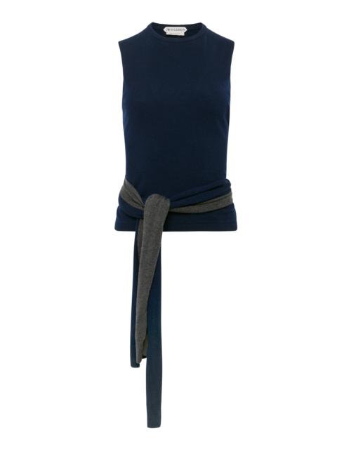 JW Anderson Waist-Tie Cotton-Cashmere Tank Top blue