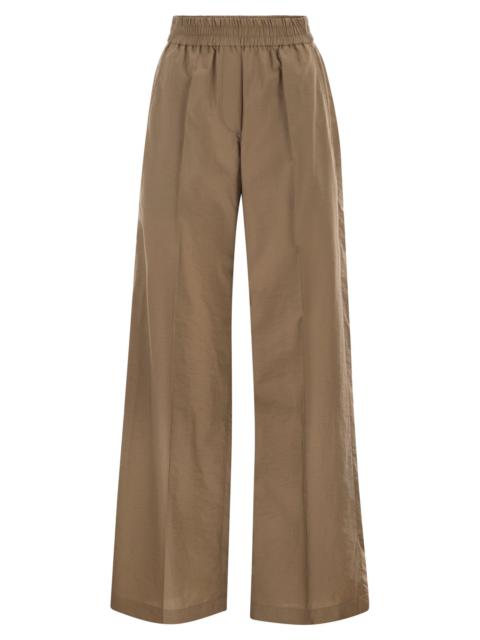 Brunello Cucinelli Brunello Cucinelli Women Wide-Leg Trousers In Cotton And Nylon Poplin With Elasticated Waistband