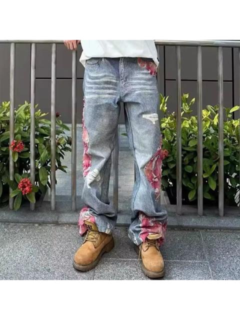 Other Designers VIBE Stylish Distressed Jeans with Floral Patches