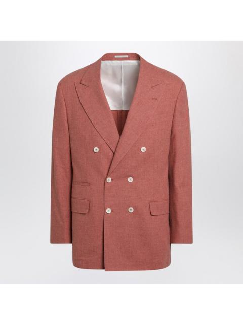 Brunello Cucinelli Brunello Cucinelli Peach Double-Breasted Wool-Blend Jacket Men
