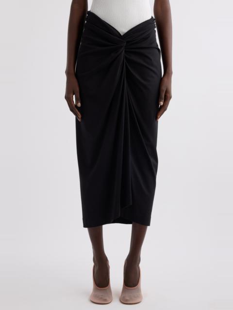 Dries Van Noten Dries Van Noten Knot Front Cotton Jersey Midi Skirt in Black at Nordstrom