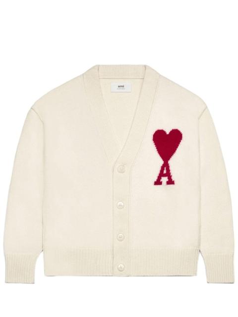AMI Paris Red Ami De Coeur Cardigan