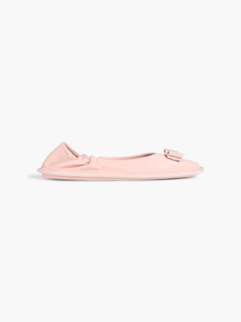 FERRAGAMO Varina bow-detailed leather ballet flats