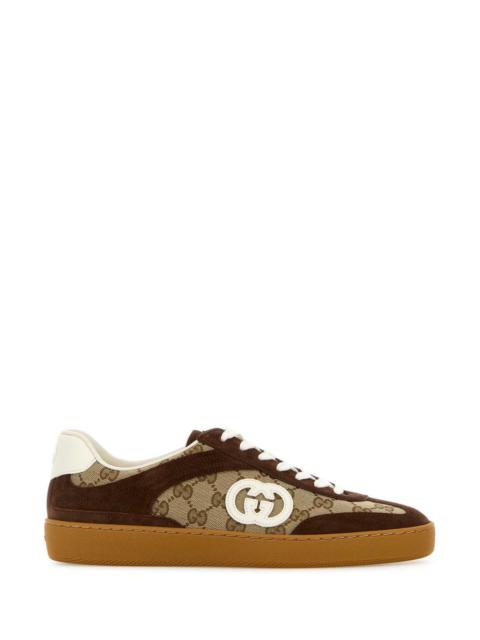 Gucci Men Gg Fabric And Suede Sneakers