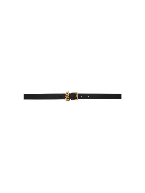 Black Leather B Buckle Chain Belt