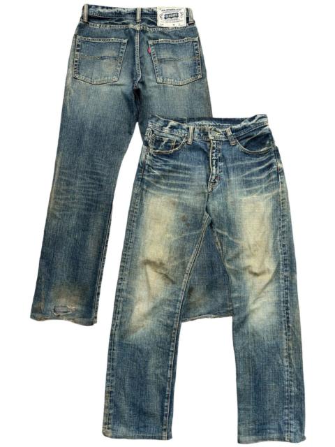 Other Designers Vintage - Vtg GL Heart Distressed Straight Mudwash Denim Jeans 30x28