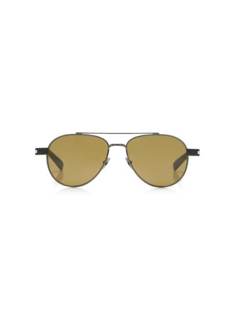 SAINT LAURENT Aviator-Frame Metal Sunglasses brown