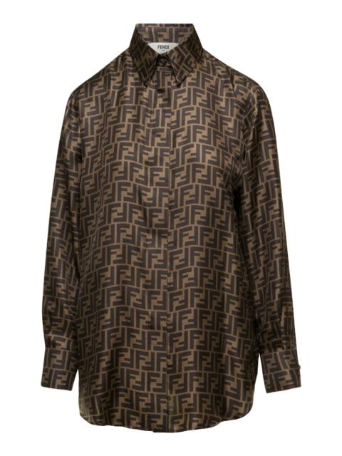 FENDI Fendi Women Brown Shirt With Ff Print In Silk Woman