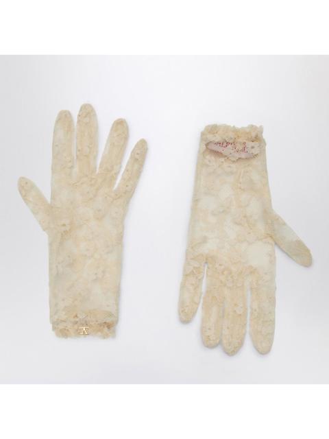 Valentino Valentino Garavani Vlogo Signature Butter-Coloured Lace Gloves Women