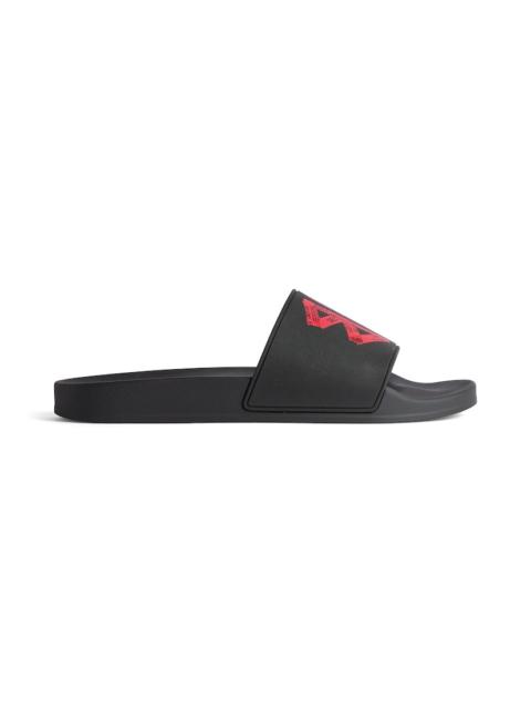 BALENCIAGA Men's Pool Slide Sandal in Black/red