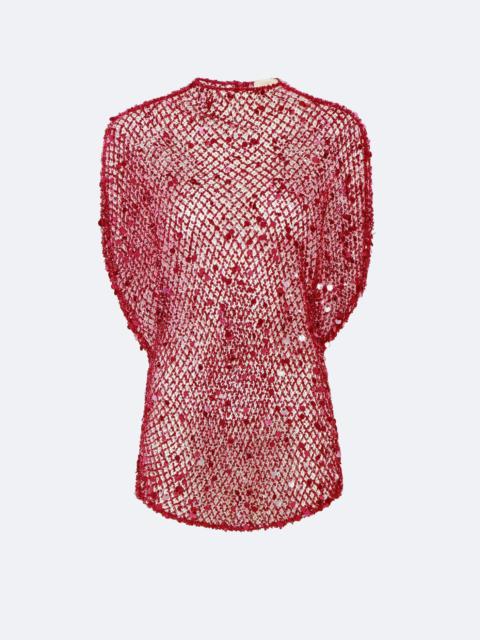 LAPOINTE Net Mesh Sequin Cape Tee