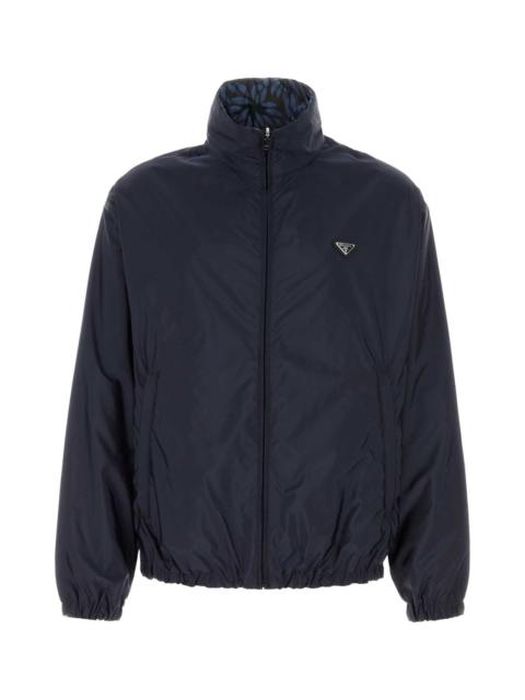 Prada Prada Men Navy Blue Re-Nylon Reversible Jacket