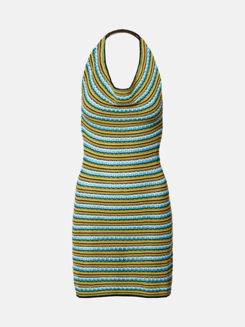 STAUD Greta striped cotton minidress