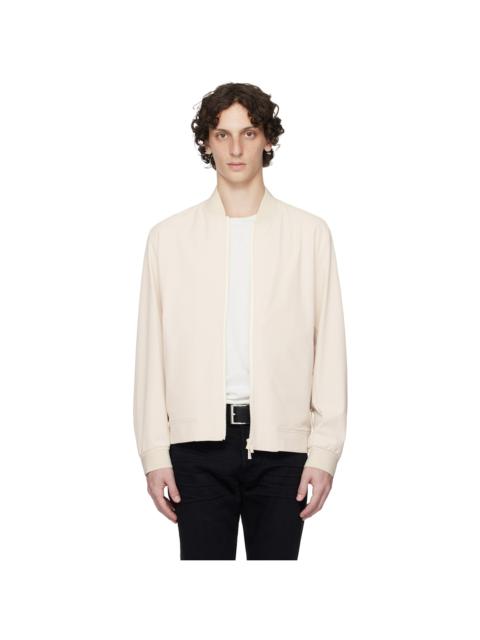 BOSS Off-White Water-Repellent Performance-Stretch Bomber Jacket