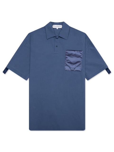 JW Anderson QUILTED POCKET POLO TOP - LIGHT INDIGO