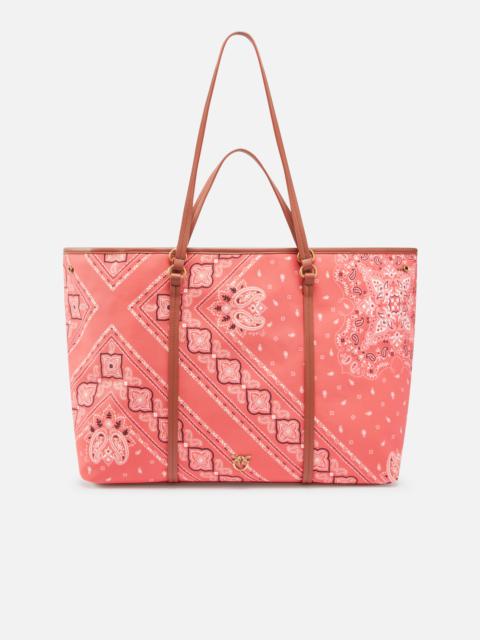 MAXI DOUBLE HANDLE SHOPPER BAG WITH BANDANA PRINT