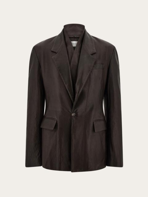 Grainy leather blazer