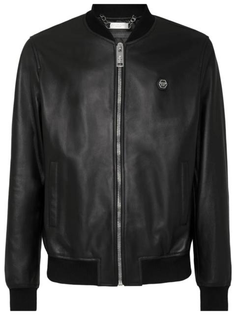 PHILIPP PLEIN Leather Bomber Billy Jacket