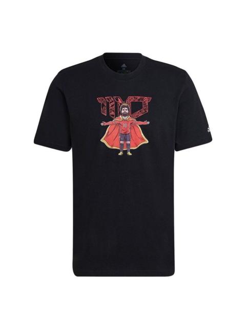 adidas Men's adidas Cartoon Character Printing Round Neck Short Sleeve Black T-Shirt HA0909