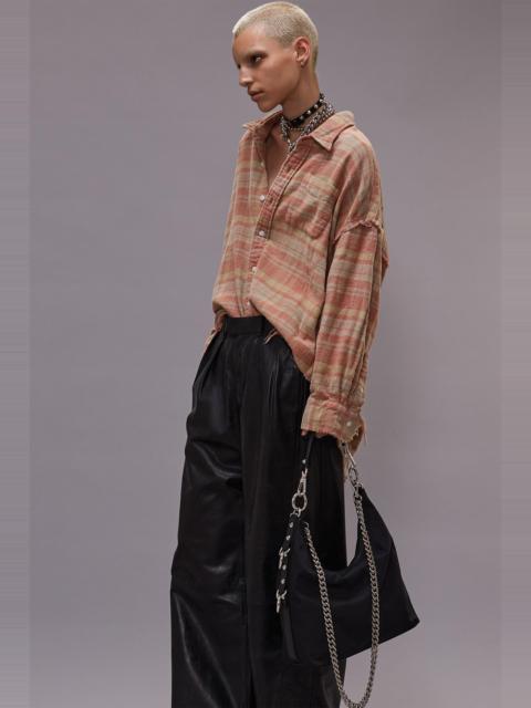 R13 SHREDDED SEAM DROP NECK SHIRT - WASHED