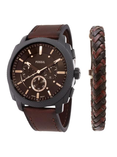 Other Designers Fossil Machine Chronograph Quartz Men's Watch and Bracelet Set FS6102SET