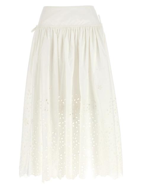 self-portrait 'White Cotton Embroidered Midi' skirt