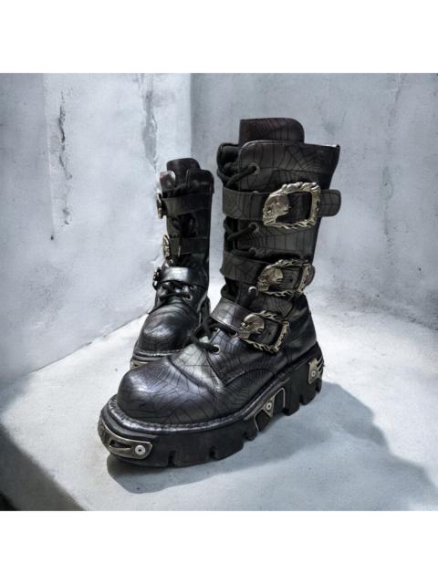 Other Designers NEW ROCK REACTOR SPIDERWEB SKULL PATTERN 9 EYES BOOTS