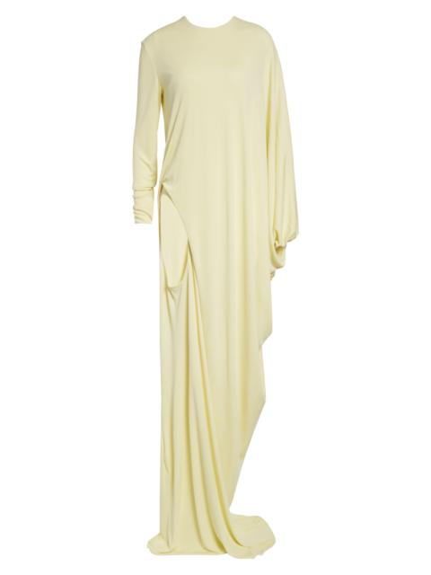 TOM FORD TOM FORD Cutout Draped Long Sleeve Jersey Gown in By040 Cream at Nordstrom