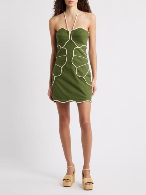 FARM RIO FARM Rio Green Wavy Halter Minidress at Nordstrom