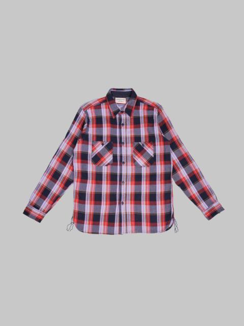 Samurai Jeans Samurai Jeans SIN25-01W Western Cut Rope Dyed Indigo Flannel Shirt Purple