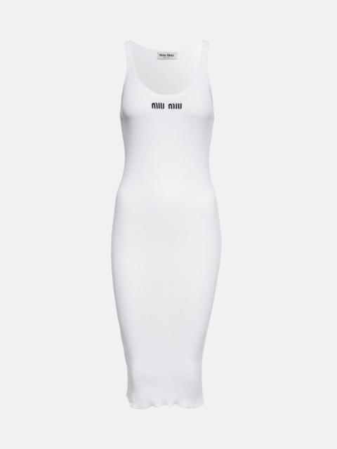 Miu Miu Logo cotton jersey midi dress