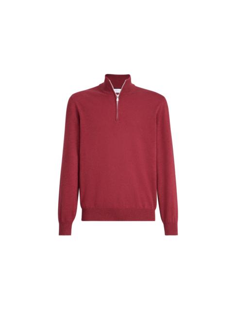 Brunello Cucinelli Brunello Cucinelli Cashmere sweater with half zip in Cherry at Nordstrom